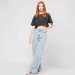 Kaotiko Wide Leg Denim Acid Jeans