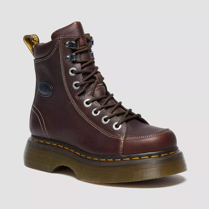 Dr. Martens BUZZ 8-EYE Milled Nappa Leather Boots Dark Brown 42033200