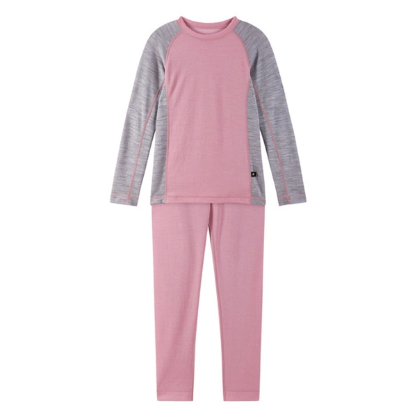 Reima kids' wool thermal underwear set Taitoa grey pink 5200030E