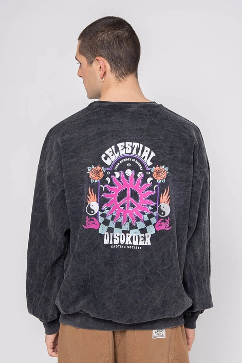 Kaotiko Black Celestial Disorder Washed Sweatshirt