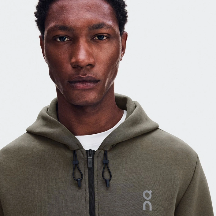 On Focus Tech Zip Hoodie Bark-Apparel 1MF30304966