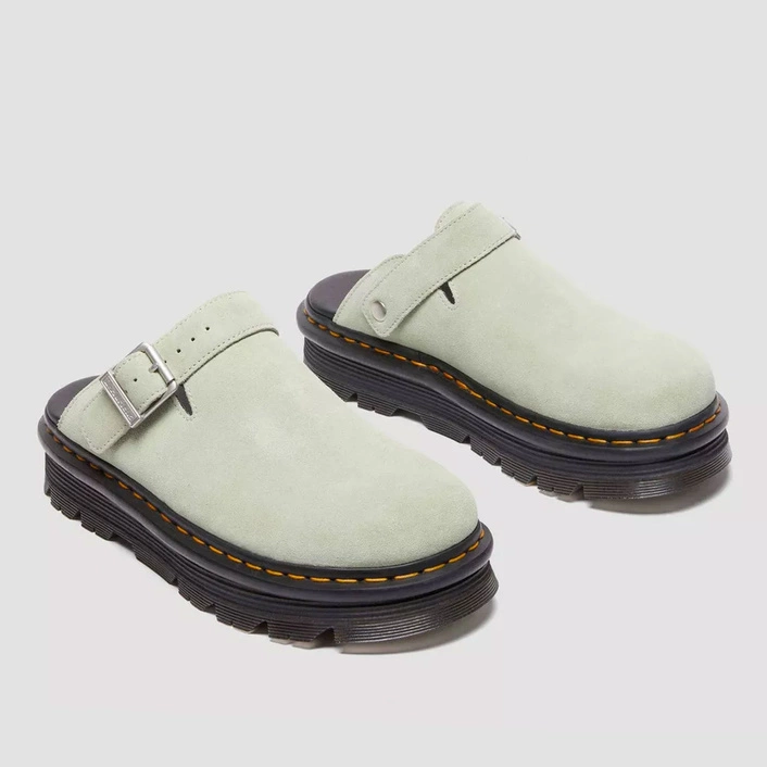 Dr. Martens Platform Mules Zebzag Slingback Suede Green 31937300