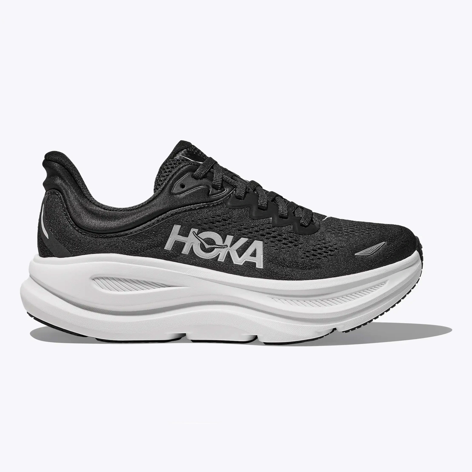 Sneaker Pattern Bottom HOKA Bondi 9 Wide Women's Running Shoes Black / White