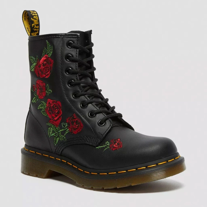 Dr. Martens women's boots 1460 Vonda Floral with embroidery black 24722001