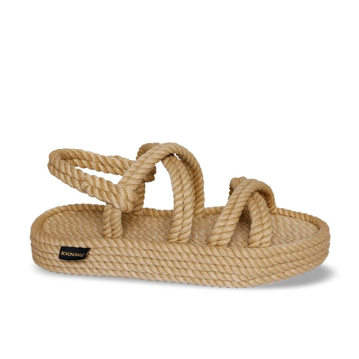 Bohonomad Tahiti Platform Rope Sandal - Beige