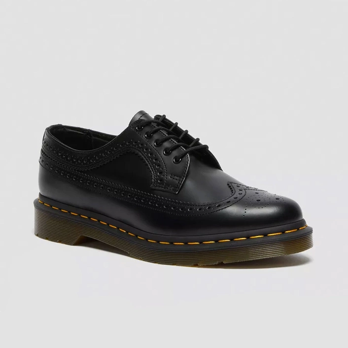 Dr. Martens Brogue Shoes 3989 Yellow Stitch Smooth Men's Black 22210001
