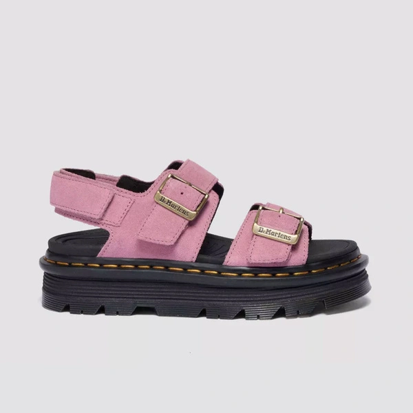 Dr. Martens Platform Sandals Zebzag Suede Women's Powder Pink 42689650