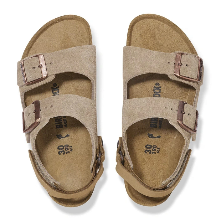 Birkenstock Milano Kids Suede Leather Boys Taupe 1029471 (Narrow)