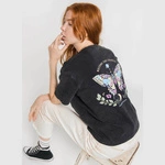 Kaotiko Washed Butterfly Black T-shirt Black