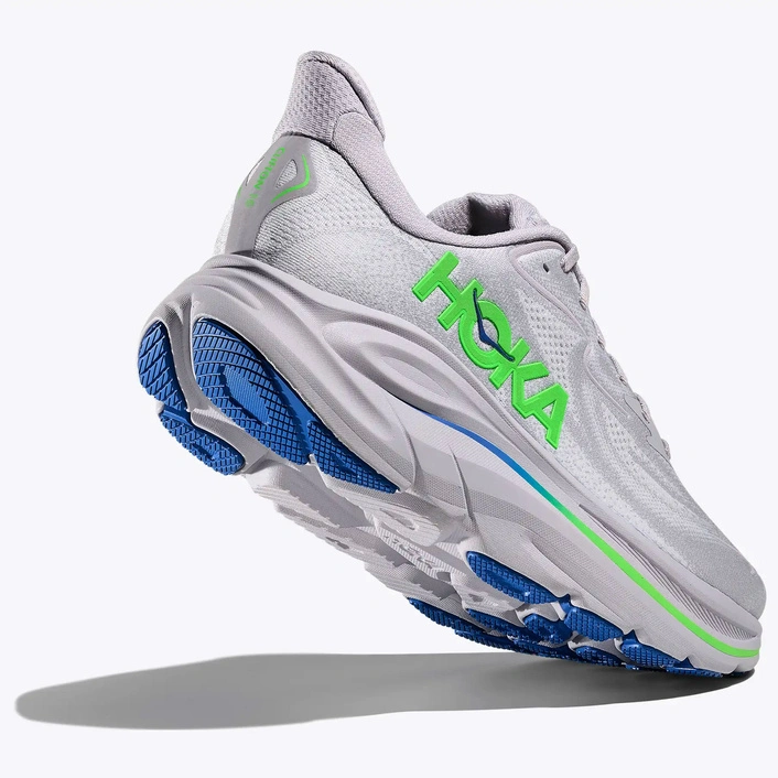 HOKA Clifton 10 Men's Running Shoes Ash Grey / Neon Green
