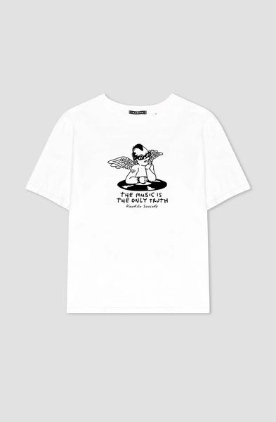 Kaotiko Washed Punk Angel White T-shirt AP023-01-M002