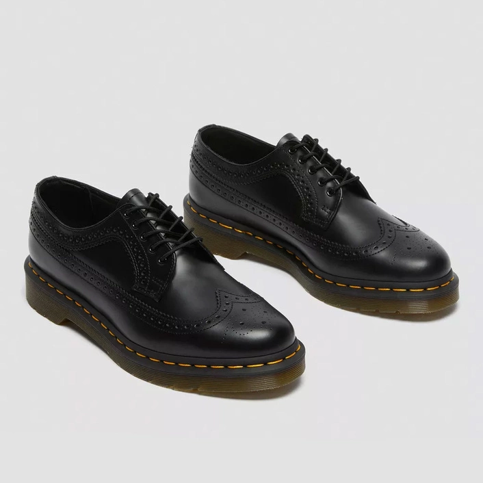 Dr. Martens Brogue Shoes 3989 Yellow Stitch Smooth Men's Black 22210001