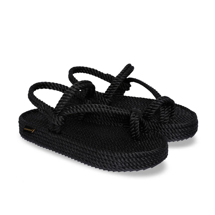 Bohonomad Hawaii Platform Rope Sandal - Black