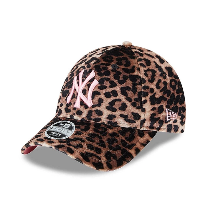 New Era New York Yankees Womens Leopard Velour Brown 9FORTY Adjustable Cap