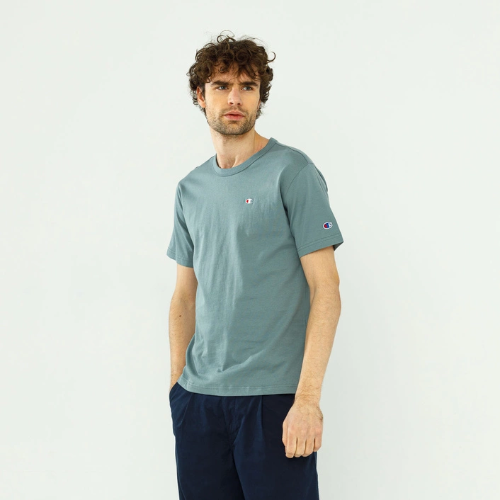 Champion BASIC C LOGO CREWNECK T-SHIRT PASTEL BLUE