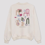 Kaotiko Unisex Beige Sweatshirt Crew Marrakech Organic Cotton AO026-01S-G002