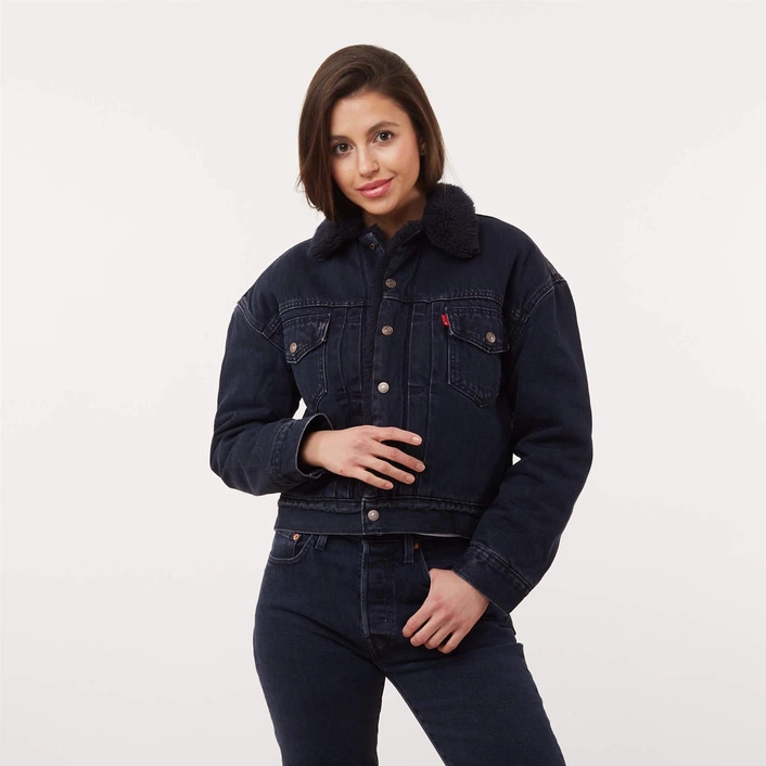 Levi's WMNS NEW HERITAGE SHERPA TRUCKER JACKET DEEP DARK