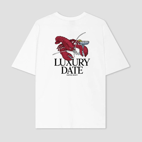 Kaotiko Luxury Date Organic Cotton White T-shirt AR021-01S-G002