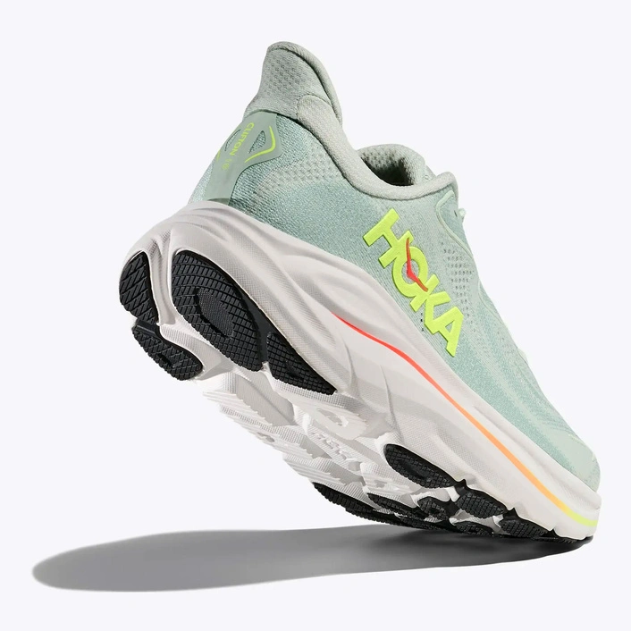 HOKA Clifton 10 Women's Running Shoes Sea Glass / Neon Flame