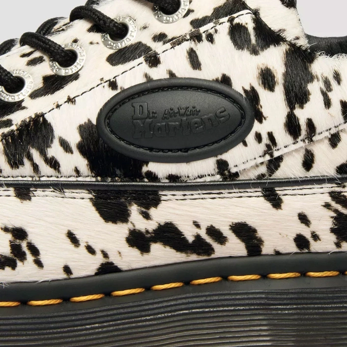 Dr. Martens Shoes Buzz 5-Eye Dalmatian Hair-On Leather Women's Cream-Black 42846100