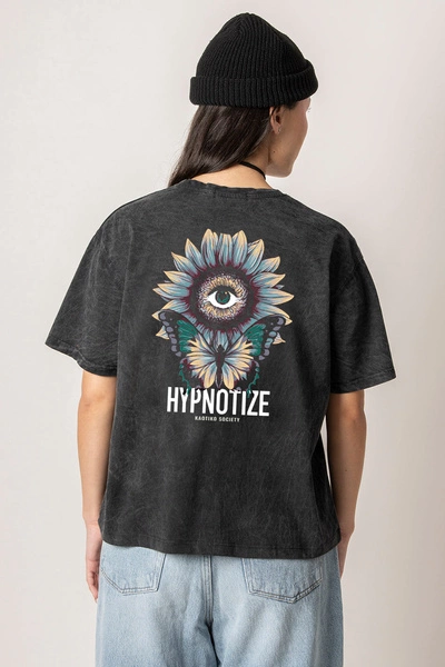 Kaotiko Washed Hypnotize Black T-shirt AQ032-01-M002