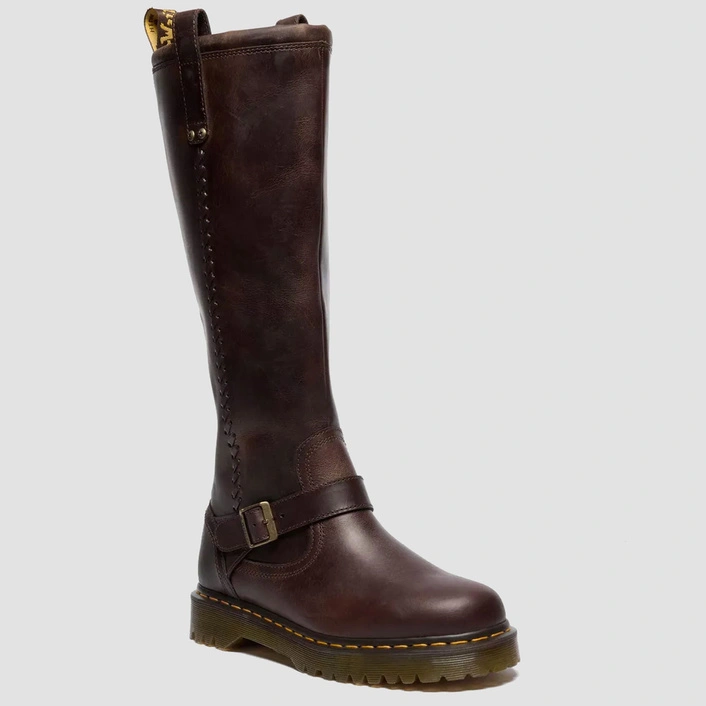 Dr. Martens knee-high biker boots Anistone Knee High Crazy Horse dark brown 41871200
