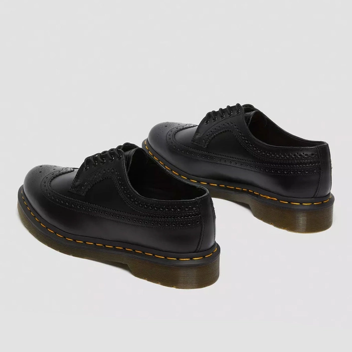 Dr. Martens Brogue Shoes 3989 Yellow Stitch Smooth Men's Black 22210001