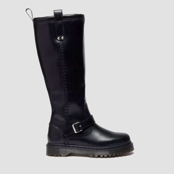 Dr. Martens Anistone Knee High Orleans Leather Biker Boots 42669001