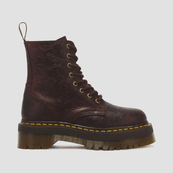 Dr. Martens women's platform boots Jadon Floral Emboss Crazy Horse cherry red 43558600