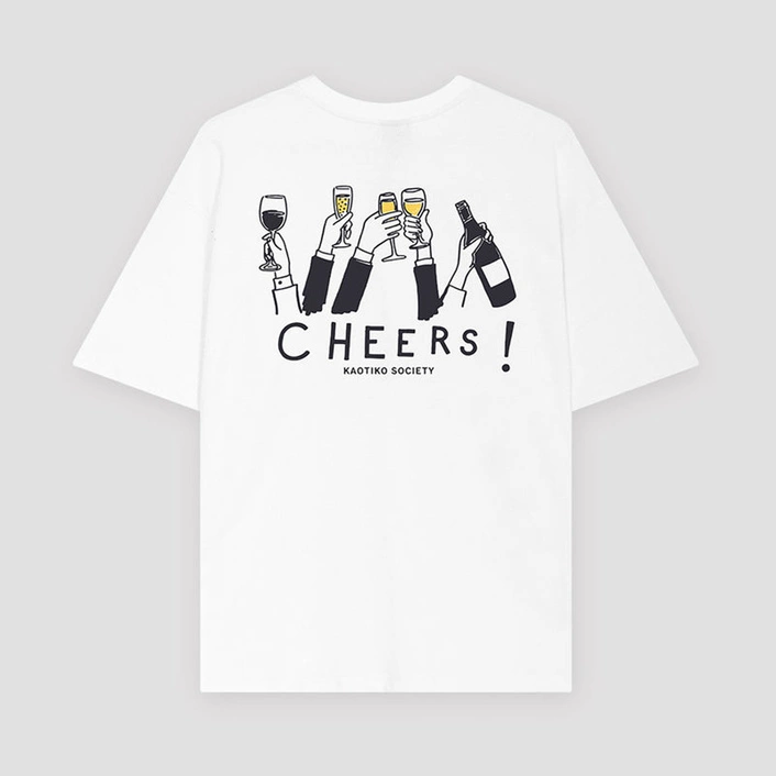 Kaotiko Cheers Organic Cotton White T-shirt AR025-01S-G002