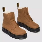 Dr. Martens Slip-On Winter Boots Zebzag Laceless Warm-Lined Nubuck Light Brown 42019200