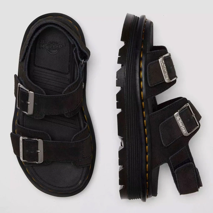 Dr. Martens Platform Sandals Zebzag Suede Women's Black 42689001