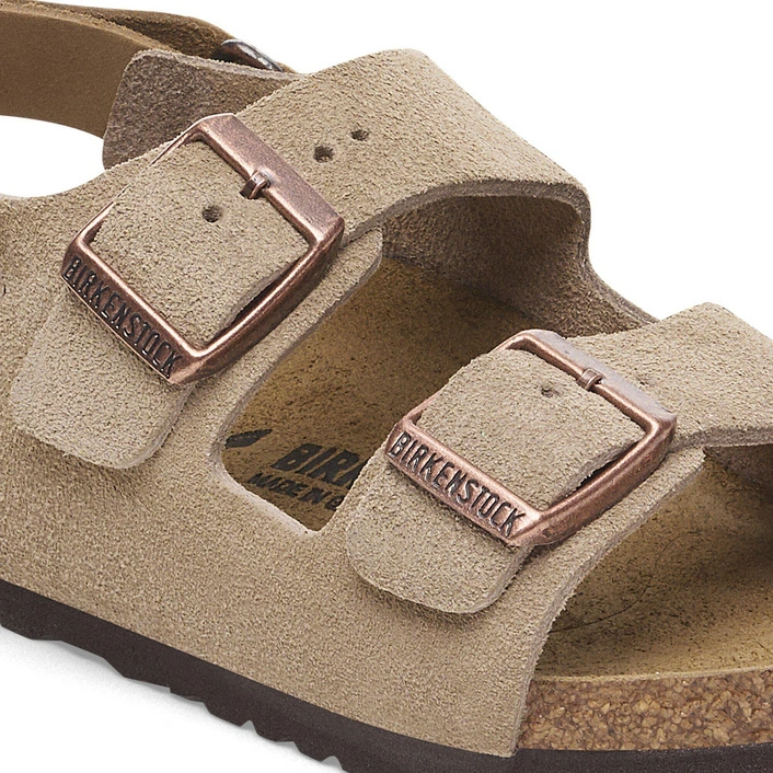 Birkenstock Milano Kids Suede Leather Boys Taupe 1029471 (Narrow)