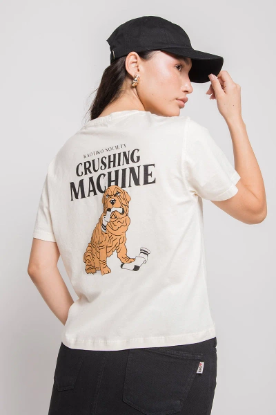 Kaotiko T-shirt Washed Crushing Machine Ivory