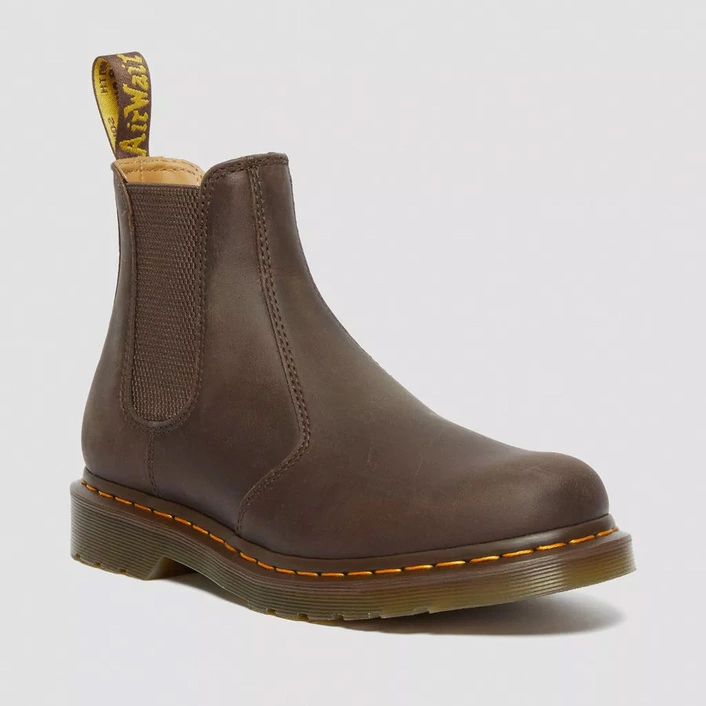 Dr. Martens Chelsea boots 2976 Yellow Stitch Crazy Horse dark brown 27486201
