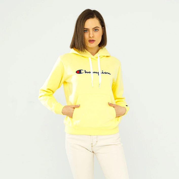 Champion WMNS ORGANIC COTTON BLEND SCRIPT LOGO HOODIE YELLOW