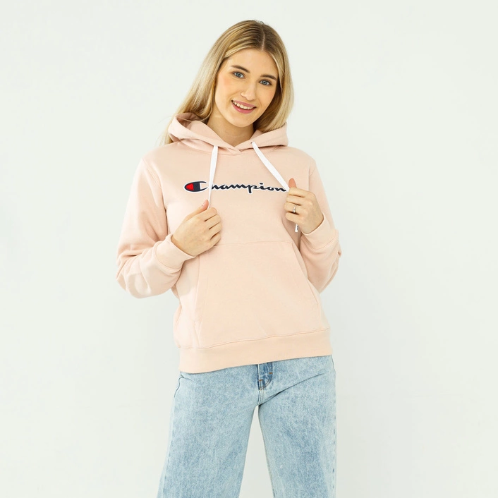 Champion WMNS ORGANIC COTTON BLEND SCRIPT LOGO HOODIE LIGHT PINK