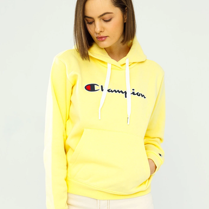 Champion WMNS ORGANIC COTTON BLEND SCRIPT LOGO HOODIE YELLOW