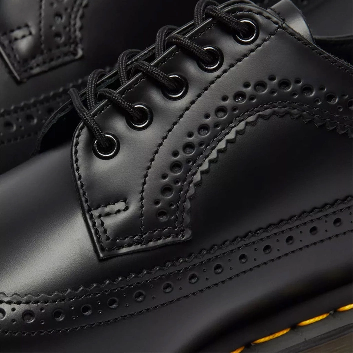 Dr. Martens Brogue Shoes 3989 Yellow Stitch Smooth Men's Black 22210001