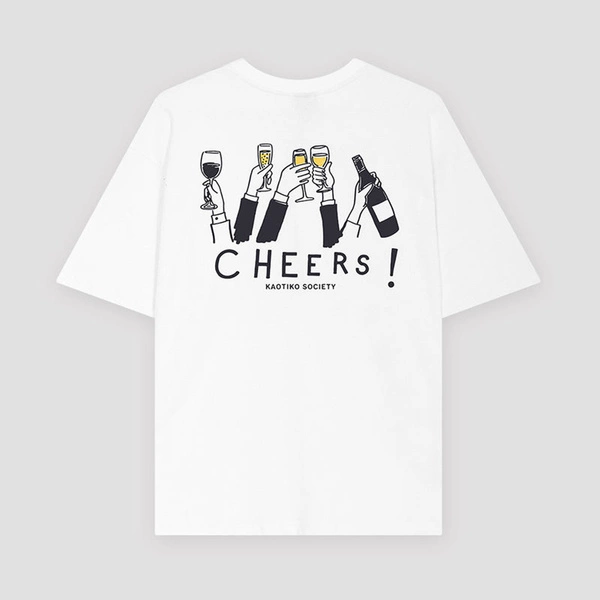 Kaotiko Cheers Organic Cotton White T-shirt AR025-01S-G002