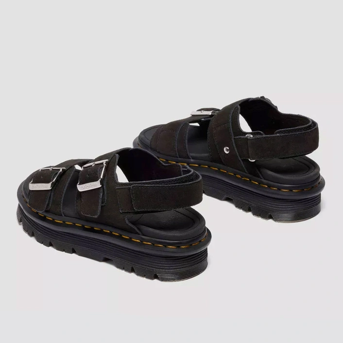 Dr. Martens Platform Sandals Zebzag Suede Women's Black 42689001