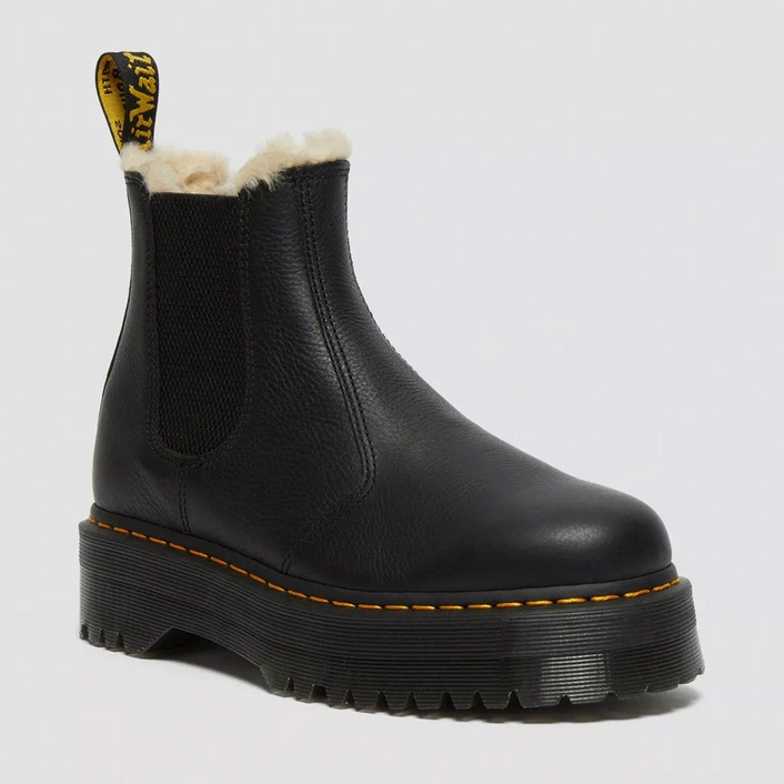 Dr. Martens fur-lined platform Chelsea boots 2976 Quad Pisa black 25635001