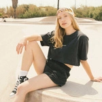 Kaotiko CROP TOP WASHED BLACK