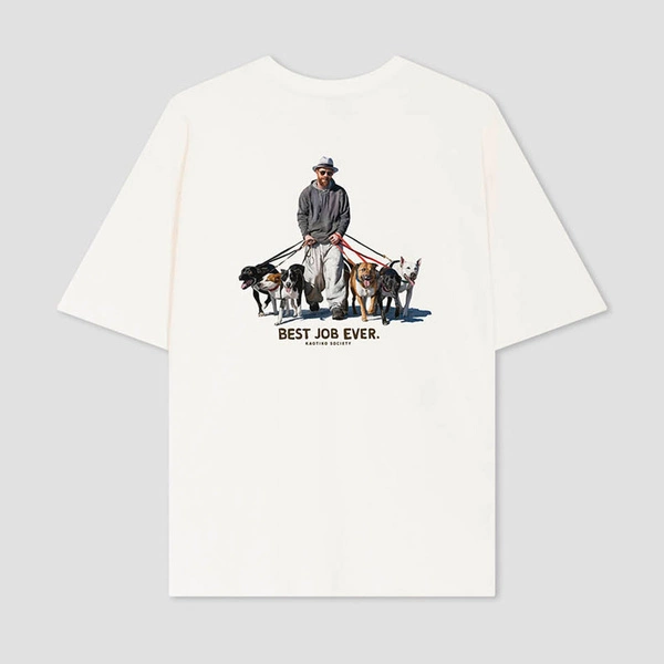 Kaotiko Best Job Ever Cotton Organic Ivory T-shirt AR055-01S-G002