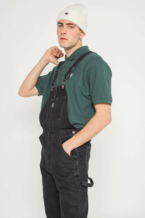 Kaotiko Washed Black Denim Dungarees