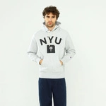 Champion COLLEGE PRINT REVERSE WEAVE HOODIE NYU GREY