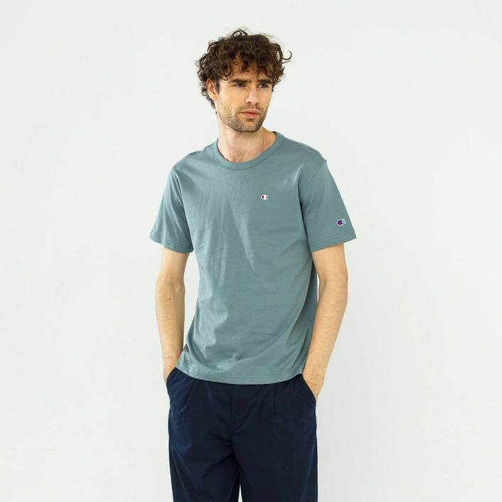 Champion BASIC C LOGO CREWNECK T-SHIRT PASTEL BLUE