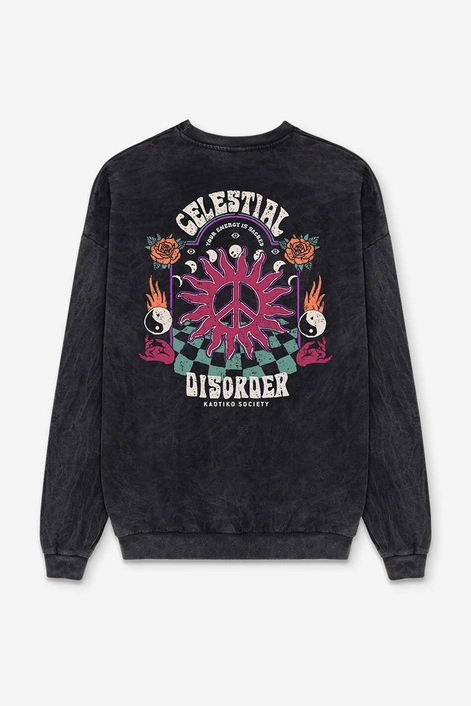 Kaotiko Black Celestial Disorder Washed Sweatshirt