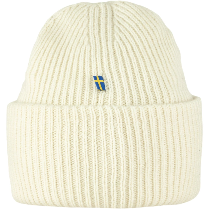 Fjällräven 1960 Logo Hat Chalk White – classic two-layer beanie in wool and organic cotton