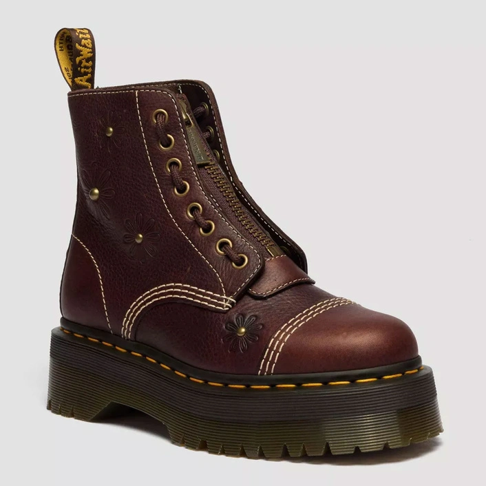 Dr. Martens women's platform boots Sinclair Flower Grizzly dark brown 42818200